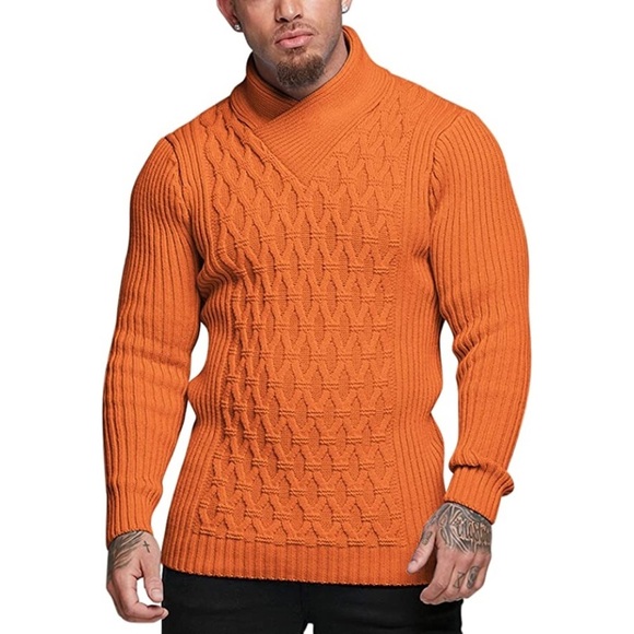 New Mens Cardigan Uniquely Diamond Knitted Sweater Multiple Sizes - Picture 1 of 1